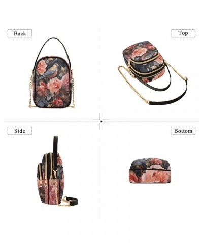 Floral of Roses Geometric Shoulder Bag, Fashion Crossbody Bag Small Crossbody Bags for Women Trendy Floral of Roses Geometric...