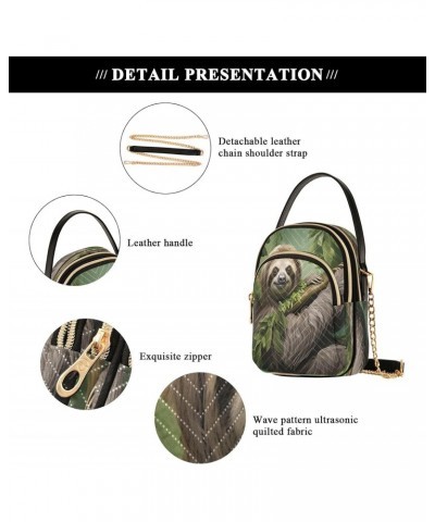 Cute Sloth Shoulder Bags for Women Retro Classic Handbag Purse Small Purses with Chain $14.03 Totes