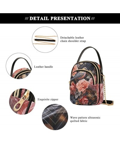 Floral of Roses Geometric Shoulder Bag, Fashion Crossbody Bag Small Crossbody Bags for Women Trendy Floral of Roses Geometric...