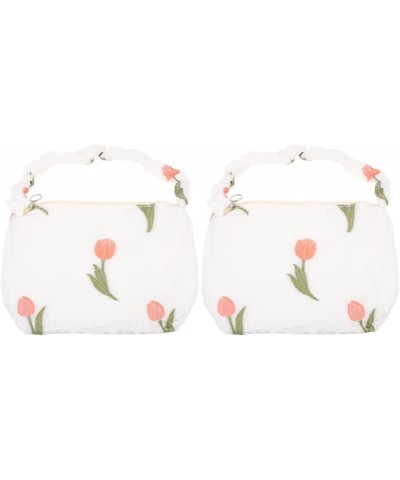 Ser of 2 Cherry Underarm Bag Underarm Handbag Floral Handbag Tulip Shoulder Bag Canvas Shoulder Bag Whitex2pcs $29.49 Shoulde...