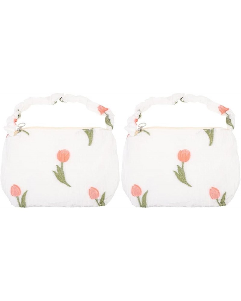 Ser of 2 Cherry Underarm Bag Underarm Handbag Floral Handbag Tulip Shoulder Bag Canvas Shoulder Bag Whitex2pcs $29.49 Shoulde...