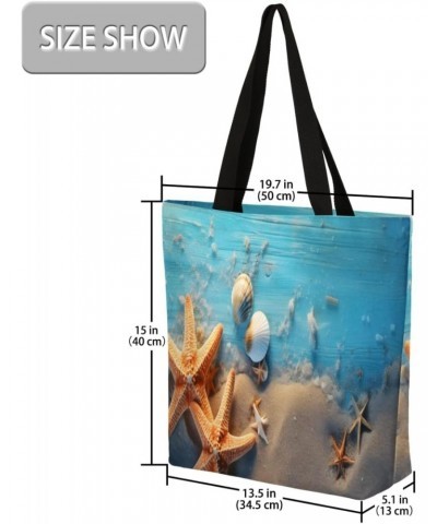 Double-Sided Ocean Themed Canvas Tote, Vibrant Starfish Prints for Stylish Travel $10.81 Totes