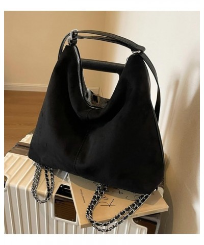 Women Retro Hobo Shoulder Bag Matte PU Leather Tote Bag Satchel Purse Large Crossbody Bag Handbag A Black $21.31 Totes