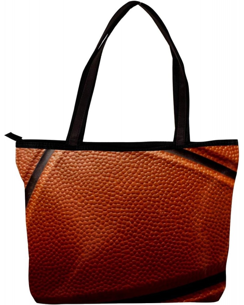 Tote Bag with Zipper, Casual Handbags for Women, Shoulder Bag, basketball print $11.39 Totes