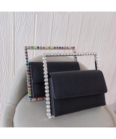 Women's Evening Clutch Bag, Square Shape Rhinestone Diamond Clutch Purse Wedding Party Purse Handbag for Women Black $16.23 E...