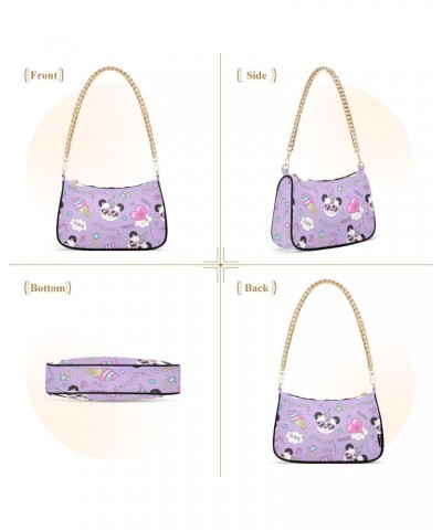 Cute Panda Unicorn Shoulder Bag for Women Small Purse Mini Clutch Purse Travel Handbags with Chain Strap for Women Girlfriend...