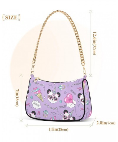 Cute Panda Unicorn Shoulder Bag for Women Small Purse Mini Clutch Purse Travel Handbags with Chain Strap for Women Girlfriend...