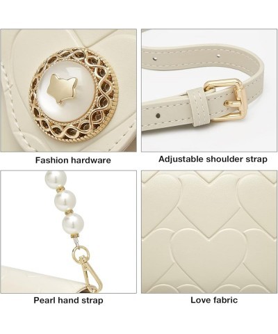 Women's Cowhide Leather Crossbody Handbags with Pearl Handle Adjustable Strap White $27.30 Satchels