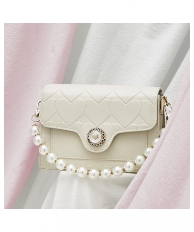 Women's Cowhide Leather Crossbody Handbags with Pearl Handle Adjustable Strap White $27.30 Satchels