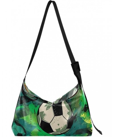 Green Soccer Ball Tote Bag for Women Large Hobo Bags Crossbody Purse Shoulder Bag with Adjustable Strap for Travel Men $19.46...