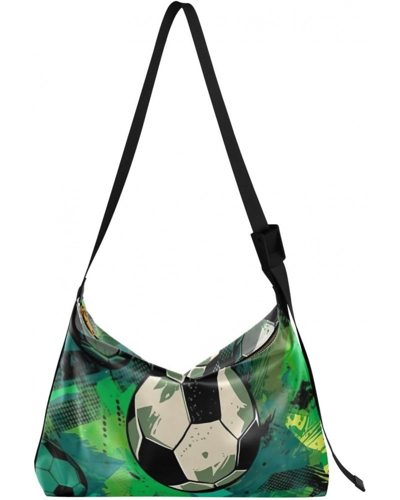 Green Soccer Ball Tote Bag for Women Large Hobo Bags Crossbody Purse Shoulder Bag with Adjustable Strap for Travel Men $19.46...