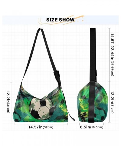 Green Soccer Ball Tote Bag for Women Large Hobo Bags Crossbody Purse Shoulder Bag with Adjustable Strap for Travel Men $19.46...