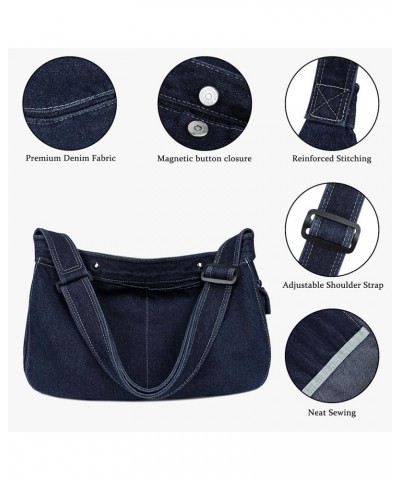 Denim Messenger Bag Large Hobo Crossbody Bag Casual Shoulder Handbag Jean Tote Bag for Women and Men Dark Blue $11.07 Totes