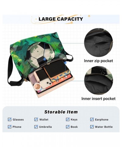 Green Soccer Ball Tote Bag for Women Large Hobo Bags Crossbody Purse Shoulder Bag with Adjustable Strap for Travel Men $19.46...