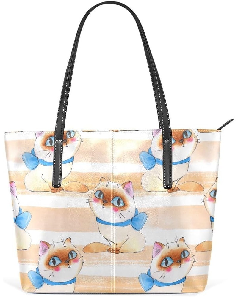 Handbags for Women Tote Bags with 11.08"(L) x 3.54"(W) x 11.02"(W) - Cute Cartoon Cat Cartoon Cute Cat $19.34 Totes