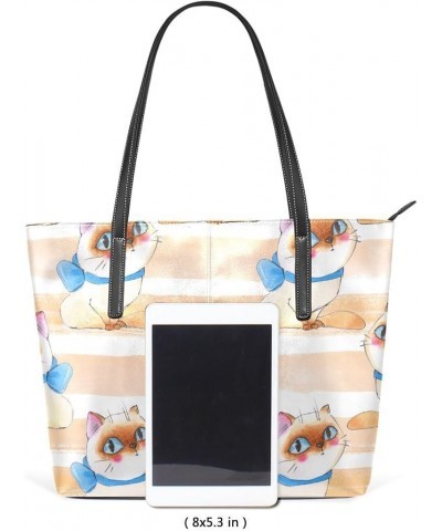 Handbags for Women Tote Bags with 11.08"(L) x 3.54"(W) x 11.02"(W) - Cute Cartoon Cat Cartoon Cute Cat $19.34 Totes