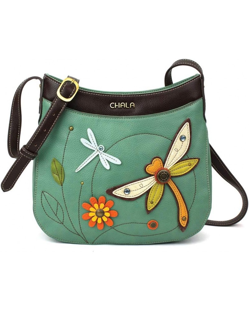 Crescent Crossbody Women Shoulder Purse with Adjustable Strap Dragonfly - Teal $37.40 Crossbody Bags