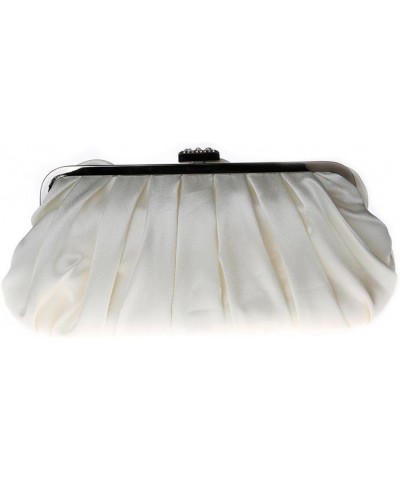 Evening Clutch Purses Rose Shaped Handbags Pleated Silk Elegant Floral Purse for Women Wedding Party White $18.59 Evening Bags