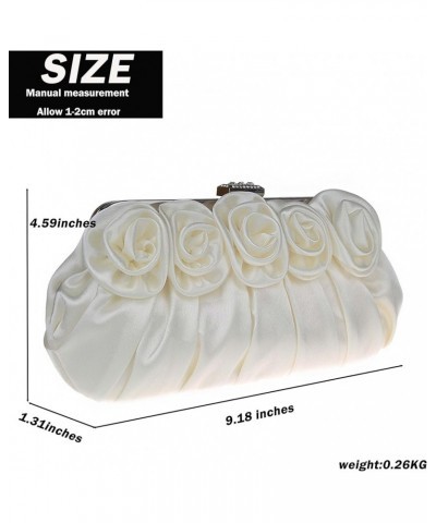 Evening Clutch Purses Rose Shaped Handbags Pleated Silk Elegant Floral Purse for Women Wedding Party White $18.59 Evening Bags