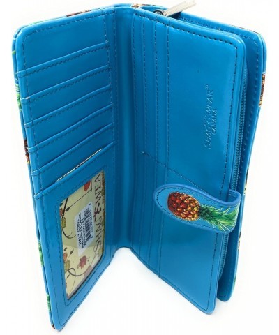 Pineapple Large Fruit Wallet for Teen Girls and Women Vegan Faux Leather 7" Blue $25.64 Wallets