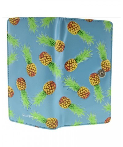 Pineapple Large Fruit Wallet for Teen Girls and Women Vegan Faux Leather 7" Blue $25.64 Wallets