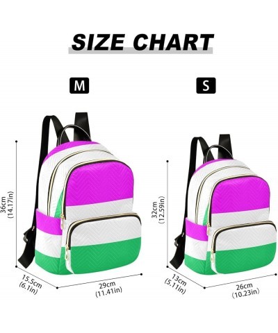 Women Backpack Horizontal Lines Purple White Green Anti-Theft Travel Backpack with Luggage Belt Lightweight Handbag Lady Purs...