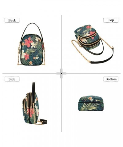 Cell Phone Purse Tropical Hibiscus Palm Leaves Crossbody Handbag Durable Shoulder Bag Sturdy Travel Pouch Compact Chic Bag fo...