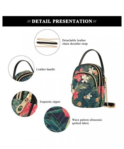 Cell Phone Purse Tropical Hibiscus Palm Leaves Crossbody Handbag Durable Shoulder Bag Sturdy Travel Pouch Compact Chic Bag fo...