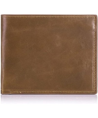 Short men's retro casual multi-card position wallet multi-function three-fold coin purse (Color : Press line brown bifold) Br...