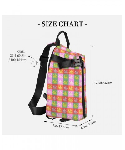 Crossbody Sling Backpack Marijuana-Leaves-Cannabis-Pink Travel Hiking Chest Daypack One Strap Shoulder Bag $15.84 Crossbody Bags