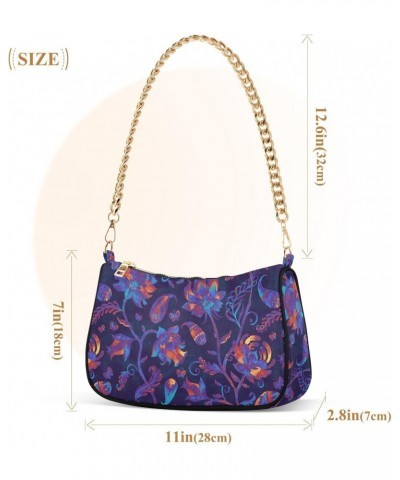 Paisley Watercolor Floral Shoulder Bag for Women Clutch Shoulder Purse Chain Bag with Zipper Closure Women's Tote Hobo Handba...