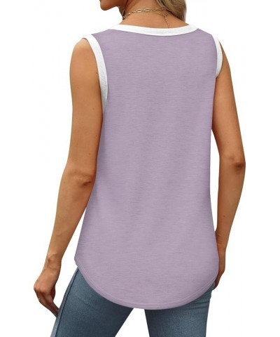 Tank Tops Women Solid Color Sleeveless Tank Tops Round Neck Casual Loose Basic Tops 2024 Summer Work Shirt 2-light Purple $5....