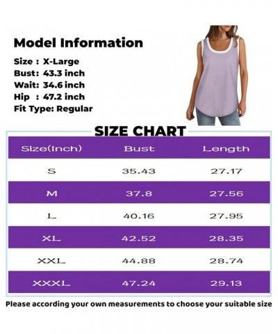 Tank Tops Women Solid Color Sleeveless Tank Tops Round Neck Casual Loose Basic Tops 2024 Summer Work Shirt 2-light Purple $5....