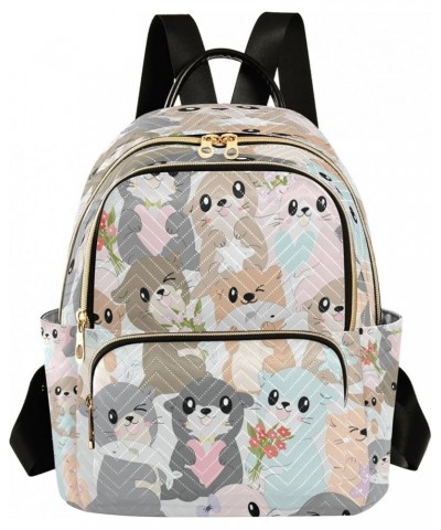 Women Backpack Purse Cute Cartoon Baby Otter Fashion Shoulder Bags Travel Backpack Small Daypacks S Small $11.44 Backpacks