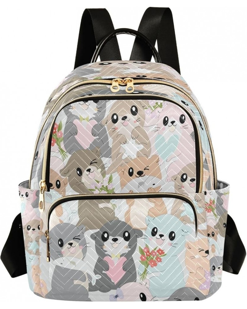 Women Backpack Purse Cute Cartoon Baby Otter Fashion Shoulder Bags Travel Backpack Small Daypacks S Small $11.44 Backpacks