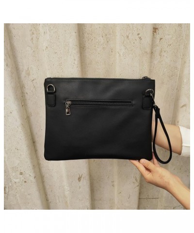 Fashion Women Clutches Rivet PU Leather Crossbody Bag Envelope Clutch Purse with Hand Strap Black $14.30 Clutches