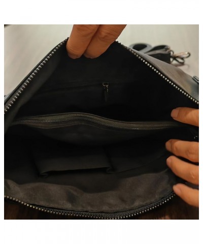 Fashion Women Clutches Rivet PU Leather Crossbody Bag Envelope Clutch Purse with Hand Strap Black $14.30 Clutches