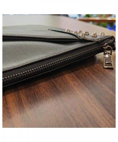 Fashion Women Clutches Rivet PU Leather Crossbody Bag Envelope Clutch Purse with Hand Strap Black $14.30 Clutches