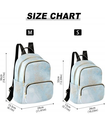 Women Backpack Sky Blue Foil Marble Durable Travel Backpack Lightweight Handbag Lady Purse Roomy Double Zipper Weekend Bag fo...