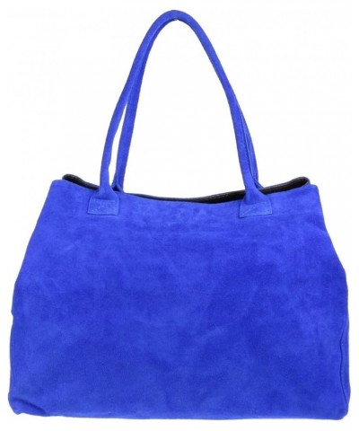 Womens Expandable Italian Suede Leather Shoulder Bag Royal Blue $37.79 Shoulder Bags