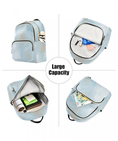 Women Backpack Sky Blue Foil Marble Durable Travel Backpack Lightweight Handbag Lady Purse Roomy Double Zipper Weekend Bag fo...