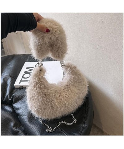 Cute Fuzzy Crossbody for Women, Fashion Shoulder Handbags Aesthetic Sling Purse Fluffy Handbag Top Handle Shoulder Bag Khaki ...