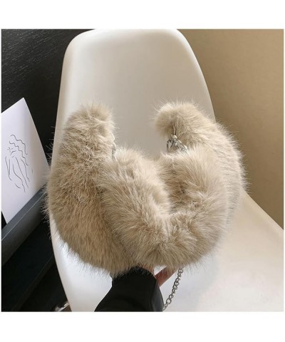 Cute Fuzzy Crossbody for Women, Fashion Shoulder Handbags Aesthetic Sling Purse Fluffy Handbag Top Handle Shoulder Bag Khaki ...