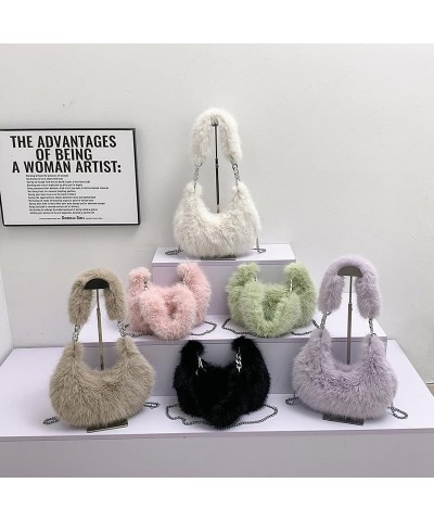 Cute Fuzzy Crossbody for Women, Fashion Shoulder Handbags Aesthetic Sling Purse Fluffy Handbag Top Handle Shoulder Bag Khaki ...