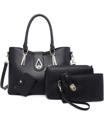 Women's Pu Three-piece Set Bag Lady Temperament Single Shoulder Handbag (beige) Black $45.46 Totes