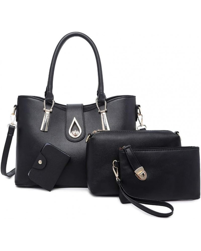 Women's Pu Three-piece Set Bag Lady Temperament Single Shoulder Handbag (beige) Black $45.46 Totes