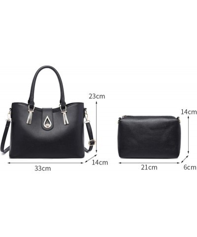 Women's Pu Three-piece Set Bag Lady Temperament Single Shoulder Handbag (beige) Black $45.46 Totes