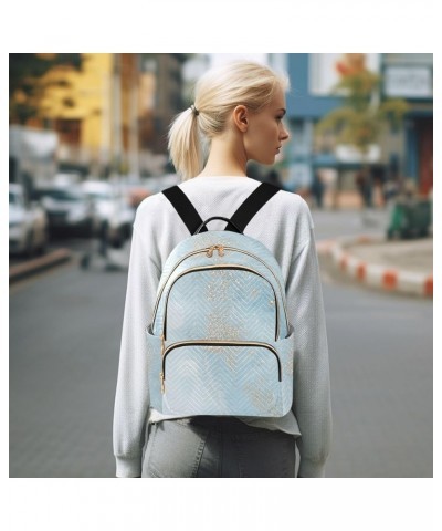 Women Backpack Sky Blue Foil Marble Durable Travel Backpack Lightweight Handbag Lady Purse Roomy Double Zipper Weekend Bag fo...