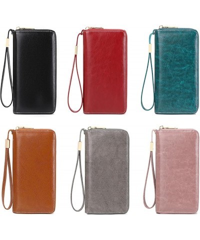 Womens Wallet RFID Blocking PU Leather Zip Around Wallet Large Capacity Long Purse Credit Card Clutch Wristlet (Pink) Red $9....