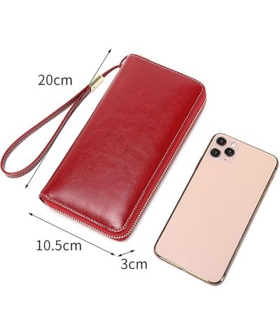 Womens Wallet RFID Blocking PU Leather Zip Around Wallet Large Capacity Long Purse Credit Card Clutch Wristlet (Pink) Red $9....